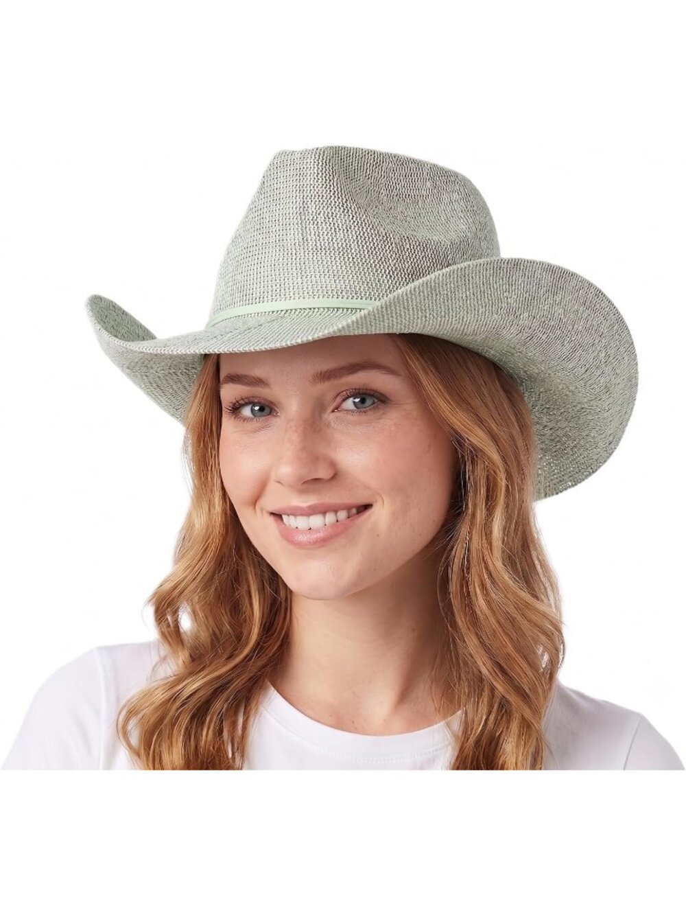 Women's Green Sparkly Sequin Suede String Trim Party Cowboy Western Hat
